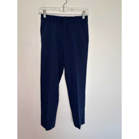 IZOD NEW Flat Front Stretch Trouser Boys 10 Navy Pockets - Picture 2 of 7